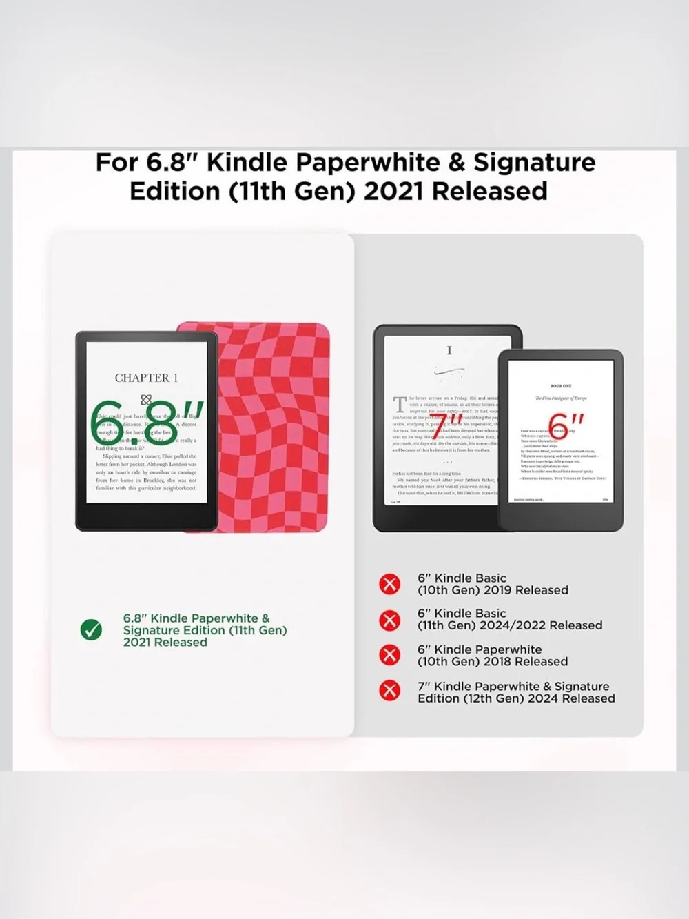 EREADER-KINDLE Case - Pink & Red Check Pattern